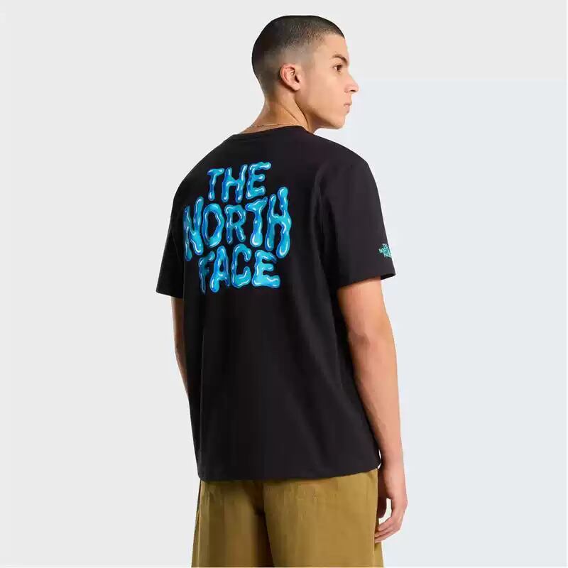THE NORTH FACE Tシャツ メンズ レディース 半袖 バックプリント ブラック ブルーロゴ ストリート