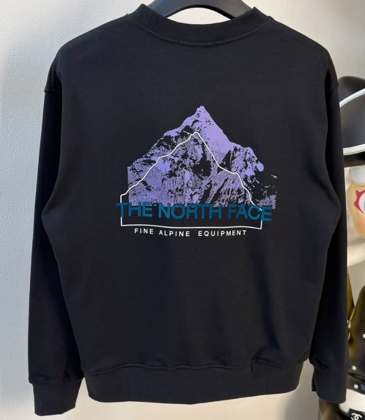 THE NORTH FACE スウェット メンズ レディース トレーナー 長袖 クルーネック バックプリント グラフィック ブラック アウトドア ストリート
