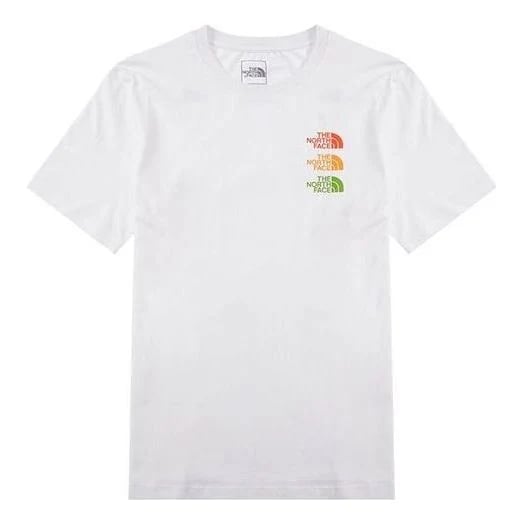 THE NORTH FACE カラーロゴTシャツ レディース メンズ 半袖 クルーネック ホワイト 夏服